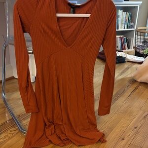 Forever 21 Rust Ribbed Mini Dress